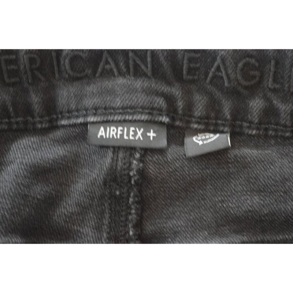 American Eagle Outfitters AirFlex+ Mens Black Denim Distressed Slim Bermuda Shor - Picture 4 of 7